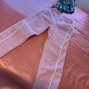 SHEIN Pink Track Pants with White Stripes